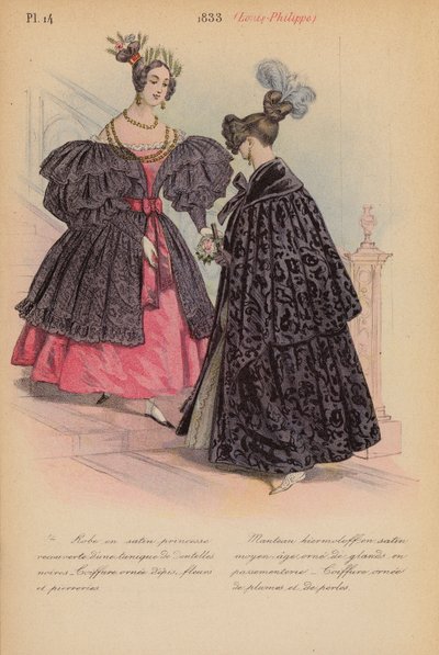 フランスのファッション1833年、ルイ・フィリップ（カラーリトグラフ） 作： Louis Colas