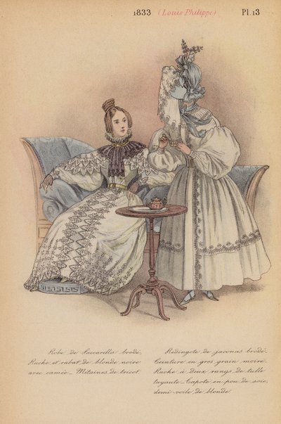 フランスのファッション1833年、ルイ・フィリップ（カラーリトグラフ） 作： Louis Colas