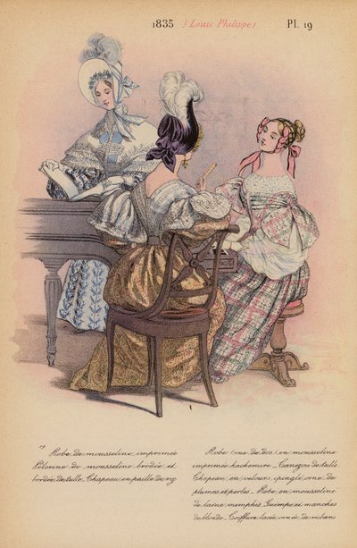 フランスのファッション：1835年、ルイ・フィリップ（カラーリトグラフ） 作： Louis Colas