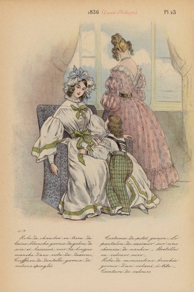 フランスのファッション1836年、ルイ・フィリップ（カラーリトグラフ） 作： Louis Colas