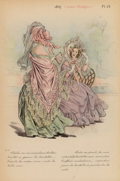 フランスのファッション1837年、ルイ・フィリップ（カラーリトグラフ） 作： Louis Colas