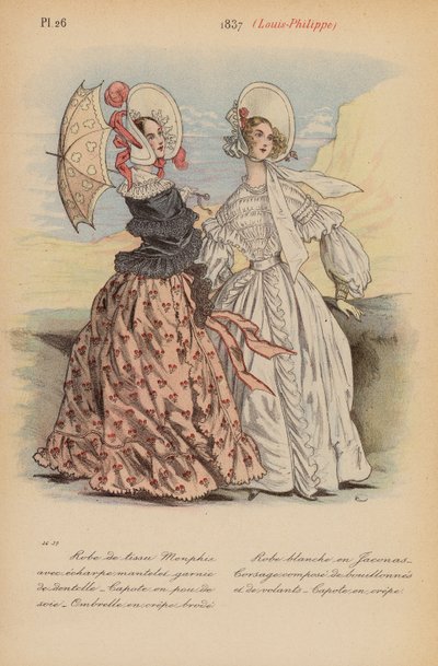 フランスのファッション1837年、ルイ・フィリップ（カラーリトグラフ） 作： Louis Colas
