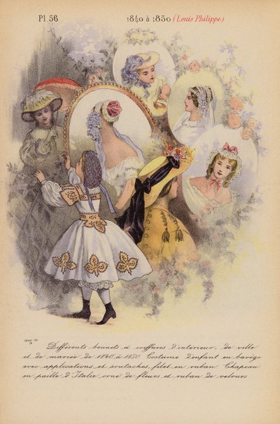 フランスのファッション：1840年から1850年、ルイ・フィリップ（カラーリトグラフ） 作： Louis Colas