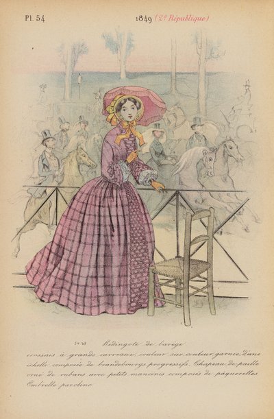 フランスのファッション：1849年、2eレピュブリック（カラーリトグラフ） 作： Louis Colas