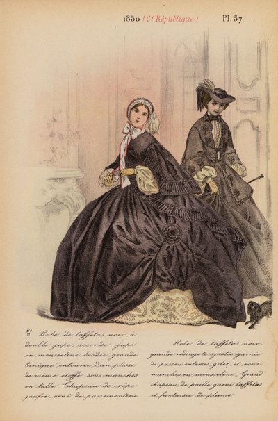 フランスのファッション：1850年、第2レピュブリック（カラーリトグラフ） 作： Louis Colas