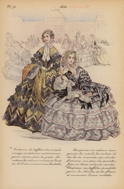フランスのファッション：1856年、ナポレオン3世（カラーリトグラフ） 作： Louis Colas