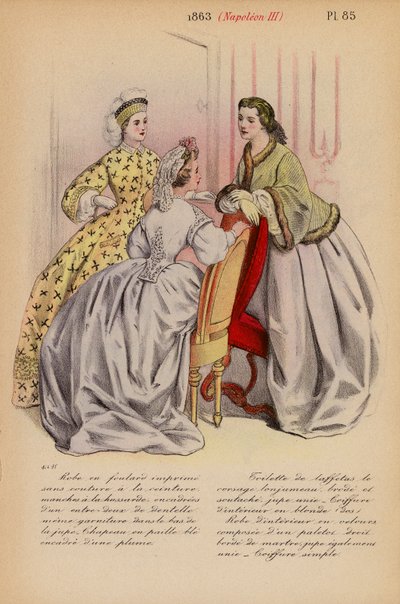 フランスのファッション：1863年、ナポレオン3世（カラーリトグラフ） 作： Louis Colas