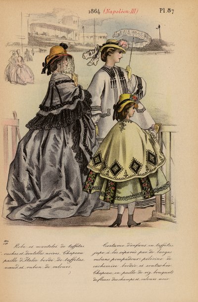 フランスのファッション：1864年、ナポレオン3世（カラーリトグラフ） 作： Louis Colas