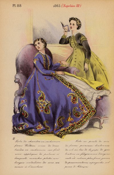 フランスのファッション：1865年、ナポレオン3世（カラーリトグラフ） 作： Louis Colas