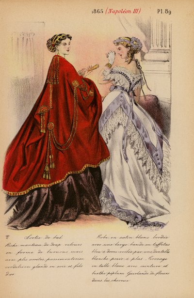 フランスのファッション：1865年、ナポレオン3世（カラーリトグラフ） 作： Louis Colas