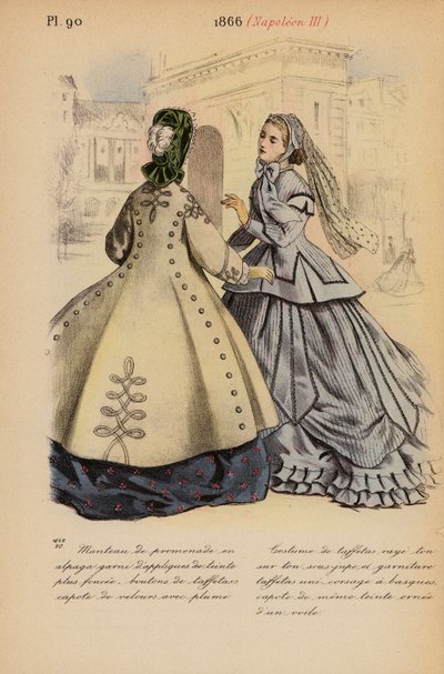 フランスのファッション：1866年、ナポレオン3世（カラーリトグラフ） 作： Louis Colas