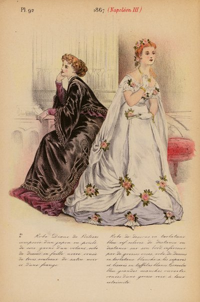 フランスのファッション：1867年、ナポレオン3世（カラーリトグラフ） 作： Louis Colas