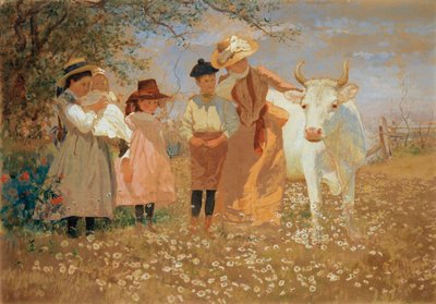 牛のいる家族グループ、1888年頃 作： Louis Comfort Tiffany