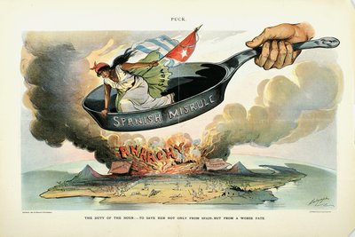 時間の義務：-彼女を救うために[キューバ]スペインからだけでなく-悪い運命から、1898 作： Louis Dalrymple