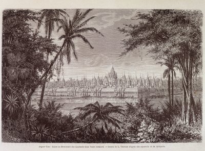 1870年頃のアンコール・トムの眺め - パリのルイ・ドラポルトの「Voyage au Cambodia」に掲載されています。 作： Louis Delaporte