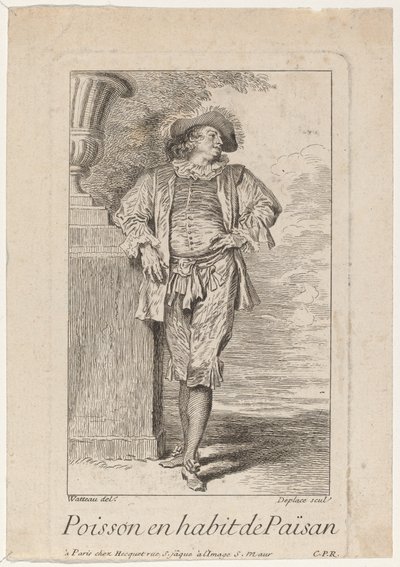 パイサンのドレスを着た魚 作： Louis Deplaces after Antoine Watteau