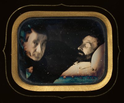 [死者の横にいる生者の肖像」1850年頃 作： Louis Dodero