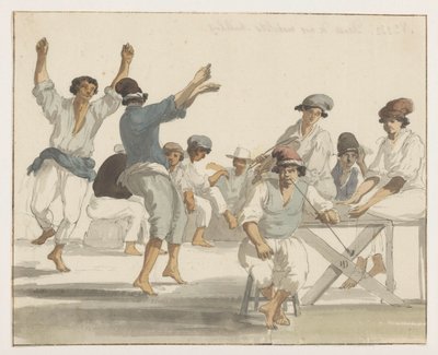 Dansende maltezer matrozen マルタ船員の踊り (オブジェクトのタイトル) イタリア、シチリア、マルタの旅 - 1778 (シリーズタイトル) 作： Louis Ducros