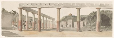 ポンペイのローマ兵舎と列柱の眺め Vue des Casernes Romaines & de la Colonnade de Pompeja (オブジェクトのタイトル) イタリアの航海、シチリアとマルテの航海 - 1778年（シリーズタイトル） 作： Louis Ducros