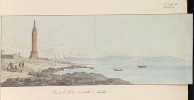 ナポリの桟橋にある灯台の眺め Vue de la Lanterne du Mole à Naples (オブジェクトのタイトル) イタリアの航海、シチリアとマルテの航海 - 1778年（シリーズタイトル） 作： Louis Ducros