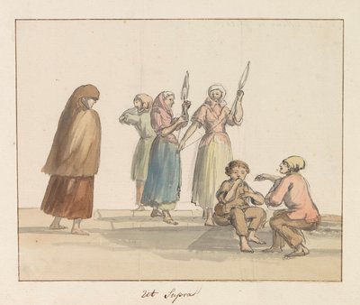 ゴゾ島の伝統衣装 Costume de Ghozo (オブジェクトのタイトル) イタリアの航海、シチリアとマルテの航海 - 1778年（シリーズタイトル） 作： Louis Ducros