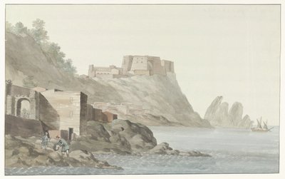 Scilla in de regio Calabrië aan de oostkust でのげっぷ カラブリアのロック＆シラーの町。 東側から撮影したビュー (オブジェクトのタイトル) イタリア、シチリア、マルタの旅 - 1778 (シリーズタイトル) 作： Louis Ducros