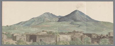 Vesuvius gezien vanaf Portici met lavastromen uit 1777, 1771 en 1731 1777 年、1771 年、1731 年の溶岩があるポルティチから見たベスビオ (オブジェクトのタイトル) イタリア、シチリア、マルタの旅 - 1778 (シリーズタイトル) 作： Louis Ducros