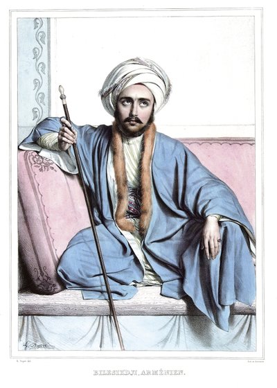 ダヴィッドの弟子であるルイ・デュプレ（1789-1837）による自然の場所に描かれたギリシャとオスマン帝国の肖像、景色、衣装のコレクションである「アテネとコンスタンティノープルへの旅」（1825年）。 作： Louis Dupré