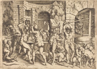 バルカンの鍛冶場 作： Louis Elle I after Francesco Primaticcio