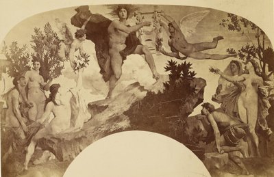 竪琴を受け取るアポロン 作： Louis Emile Durandelle