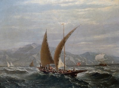 地中海のタルタン (キャンバスに油彩) 作： Louis Eugene Gabriel Isabey