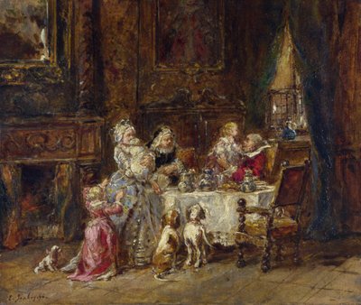 Isabey, Louis Gabriel Eugene (1803-1886) 《祖父の誕生日》 木に油彩 1866年 National Gallery, London 24,1x28,9 作： Louis Eugene Gabriel Isabey