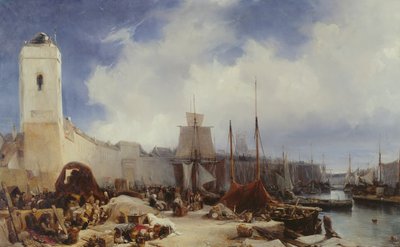 ダンケルク港、1831年 作： Eugene Isabey