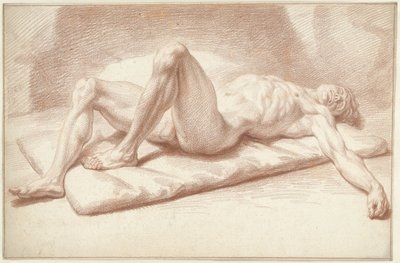 背中に横たわっている男性のヌード 作： Louis Fabritius Dubourg