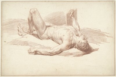 背中に横たわっている男性のヌード 作： Louis Fabritius Dubourg