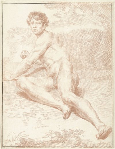 男性ヌード、リクライニング、立ち上がり 作： Louis Fabritius Dubourg