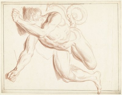 彼の側に横たわっている男性のヌードの研究 作： Louis Fabritius Dubourg