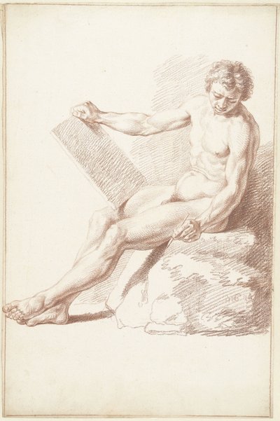 製図工としての着席アカデミックヌード 作： Louis Fabritius Dubourg