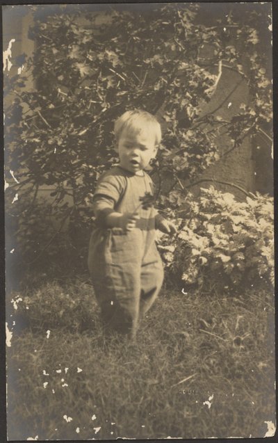 [庭の子供の肖像］ 作： Louis Fleckenstein