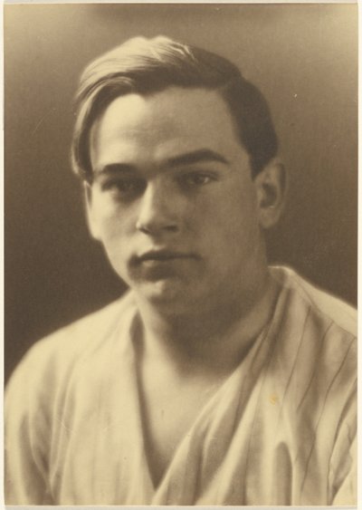 [ストライプのシャツを着た若い男の肖像]。 作： Louis Fleckenstein