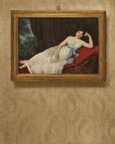 休んでいる女性の肖像画 作： Louis Francois Aubry