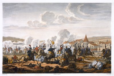 「1806 年 10 月 10 日のザールフェルトの戦いでのプロイセンのルートヴィヒ王子の死」。 作： Louis Francois Couche
