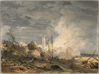 港の火事 作： Louis Gabriel Moreau