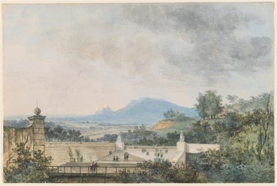 段々になった公園のパノラマ ビュー 作： Louis Gabriel Moreau the Elder