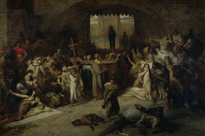1095、1883年のトゥルネーのペスト 作： Louis Gallait