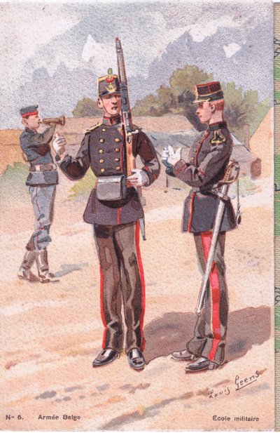 軍事学校、はがき、1920年代 作： Louis Geens
