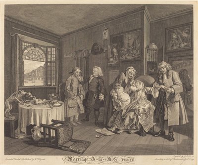 マリッジ・ア・ラ・モード: pl.6 作： Louis Gerard Scotin after William Hogarth