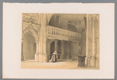 Biddende non in het Nonnbergklooster te Salzburg ザルツブルクのノネンベルク修道院の礼拝堂 (オブジェクトのタイトル) 作： Louis Haghe