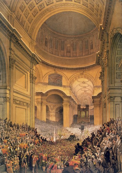 セントポール大聖堂のウェリントン公爵の葬式、1852年 作： Louis Haghe