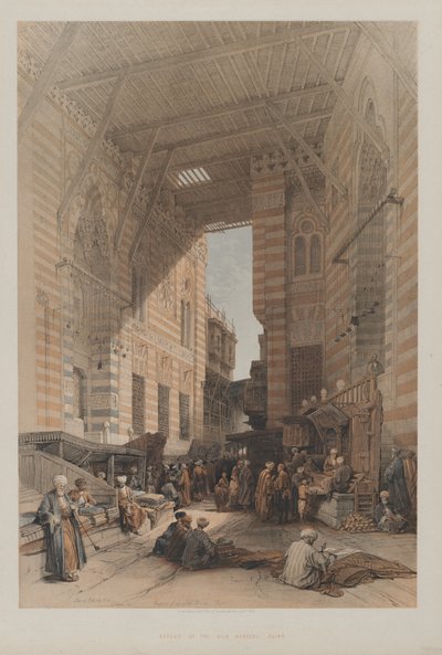 エジプトとヌビア、ボリュームIII：シルクマーサーのバザール、カイロ、1848年。 作： Louis Haghe